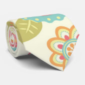 Bohoのレトロのファンキーな花の花パターン(クリーム) ネクタイ (ロール)