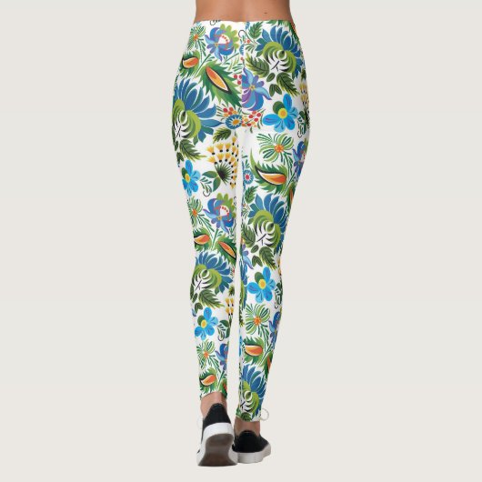 Bohoのロシアのな民芸の花柄パターン レギンス (裏面)