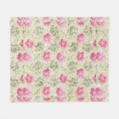 Bohoのヴィンテージのピンクの緑の熱帯花の水玉模様 フリースブランケット (正面(横))