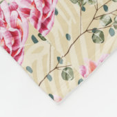 Bohoのヴィンテージのピンクの緑の熱帯花の水玉模様 フリースブランケット (角)