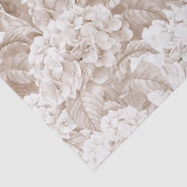 Bohoのヴィンテージの茶色の白くエレガントなhortensiaの花柄 薄葉紙 (詳細)