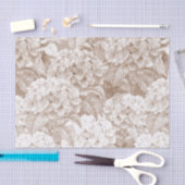 Bohoのヴィンテージの茶色の白くエレガントなhortensiaの花柄 薄葉紙 (クラフト)