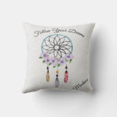 Bohoの夢のキャッチャーの花の花のパーソナライズな名前 クッション (裏面)