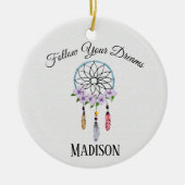Bohoの夢のキャッチャーの花の花のパーソナライズな名前 セラミックオーナメント (正面)