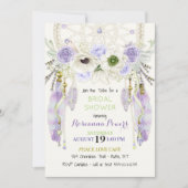 Bohoの夢のキャッチャーはラベンダーの緑に羽をつけます 招待状 (正面)