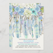 Bohoの夢のキャッチャーは青緑に羽をつけます 招待状 (正面/裏面)