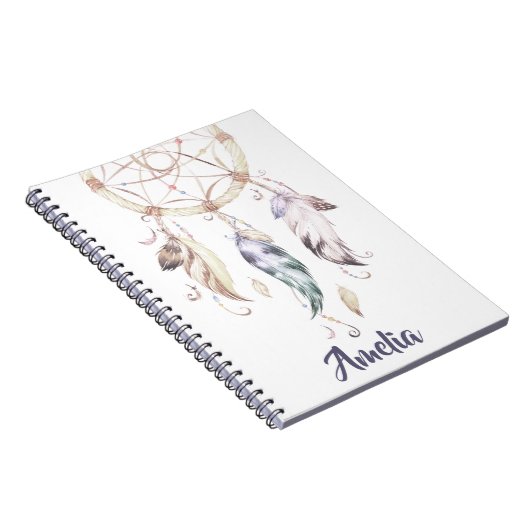 Bohoの女の子の羽の夢のキャッチャーのカスタムジャーナル ノートブック (右側)