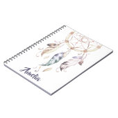 Bohoの女の子の羽の夢のキャッチャーのカスタムジャーナル ノートブック (左側)