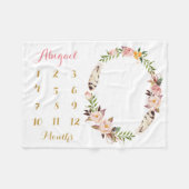 Bohoの女の赤ちゃんのマイル標石の月例ベビーブランケット フリースブランケット (正面(横))