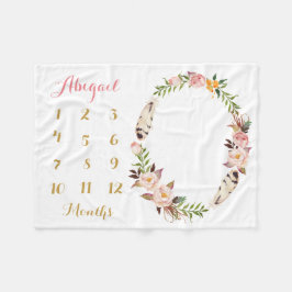 Bohoの女の赤ちゃんのマイル標石の月例ベビーブランケット フリースブランケット