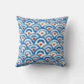 Bohoの折衷的で青およびオレンジ枕 クッション (裏面)