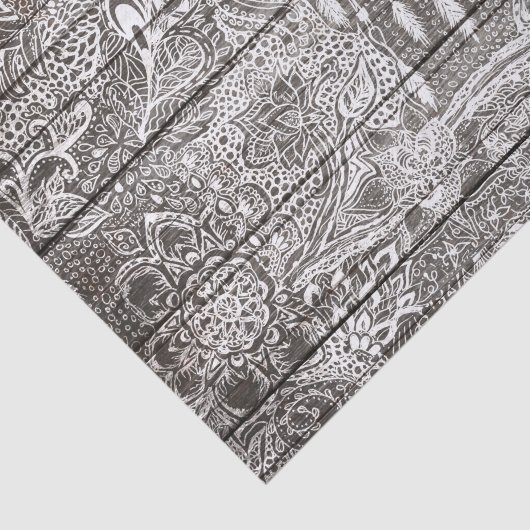 Bohoの木製白く素朴なdreamcatcherの花柄の落書き 薄葉紙 (詳細)