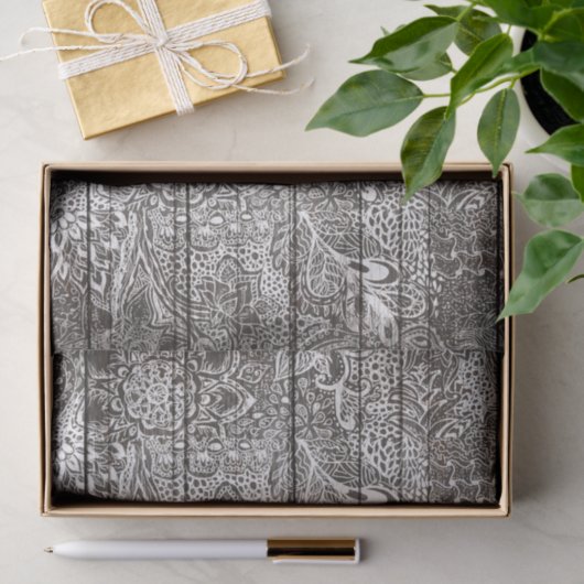 Bohoの木製白く素朴なdreamcatcherの花柄の落書き 薄葉紙 (ギフト)