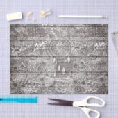 Bohoの木製白く素朴なdreamcatcherの花柄の落書き 薄葉紙 (クラフト)