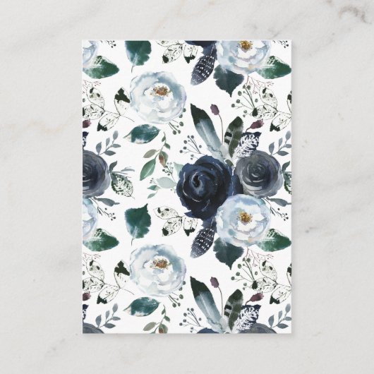 Bohoの枝角海軍花のベビーシャワーのおむつのラッフル エンクロージャーカード (裏面)