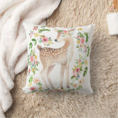 Bohoの森林子供部屋のシカの水彩画のベビーの枕 クッション (ブランケット)