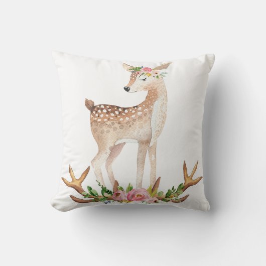 Bohoの森林(雄ジカの)枝角の女の赤ちゃんの子供部屋の枕 クッション (正面)