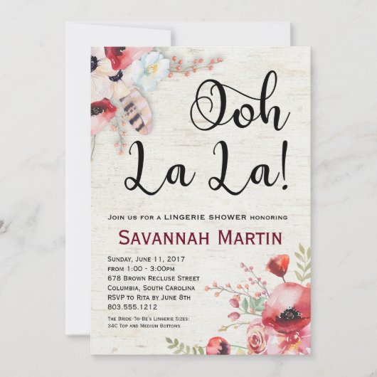 Bohoの樺の木のランジェリーのシャワーの招待状5x7 招待状 (正面)