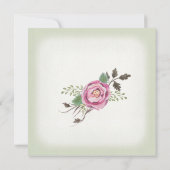 BOHOの正方形のばら色の花の王冠のシカの枝角の賢人 招待状 (裏面)