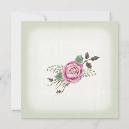 BOHOの正方形のばら色の花の王冠のシカの枝角の賢人 招待状 (裏面)