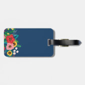 Bohoの民俗花-深く青いモノグラム ラゲッジタグ (裏面横)