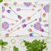 Bohoの水彩画の手塗りの花および矢 キッチンタオル (折り畳み)