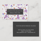 Bohoの水彩画の手塗りの花および矢 名刺 (正面/裏面)