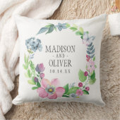 Bohoの水彩画の花柄及び蝶結婚する| クッション (ブランケット)