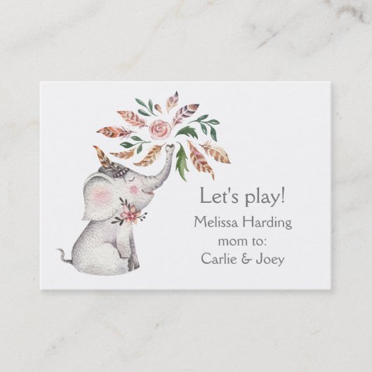 Bohoの水彩画象によってはお母さん呼出しが開花します コーリングカード (正面)