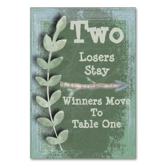 Bohoの矢のBuncoのテーブルカード#2 テーブルナンバー (正面)