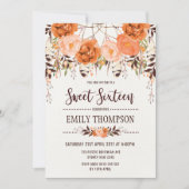 Bohoの秋の花のSweet sixteenのDreamcatcherカード 招待状 (正面)