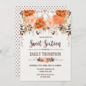 Bohoの秋の花のSweet sixteenのDreamcatcherカード 招待状 (正面/裏面)