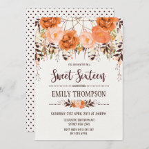 Bohoの秋の花のSweet sixteenのDreamcatcherカード