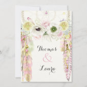 Bohoの種族の夢のキャッチャーの水彩画のピンクの黄色 招待状 (正面)