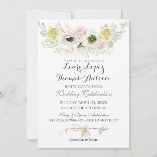 Bohoの種族の夢のキャッチャーの水彩画のピンクの黄色 招待状 (裏面)