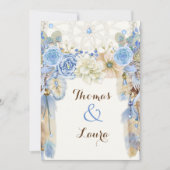 Bohoの種族の夢のキャッチャーの水彩画の青いベージュ色 招待状 (正面)