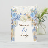 Bohoの種族の夢のキャッチャーの水彩画の青いベージュ色 招待状 (スタンド正面)