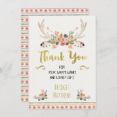Bohoの種族の花のベビーシャワーのサンキューカード サンキューカード (正面/裏面)