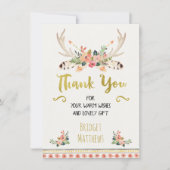 Bohoの種族の花のベビーシャワーのサンキューカード サンキューカード (正面)