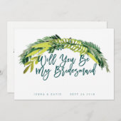 Bohoの素朴な意志私の新婦付添人です 招待状 (正面/裏面)