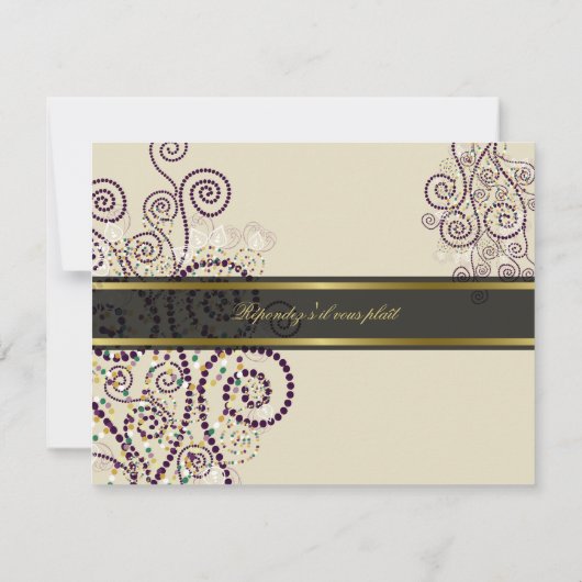 Bohoの紫色のらせん状/バルミツワーRSVPカードは禁止します 出欠カード (裏面)