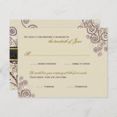 Bohoの紫色のらせん状/バルミツワーRSVPカードは禁止します 出欠カード (正面/裏面)