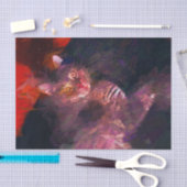 Bohoの紫色のオレンジファンキーでカラフルなヒッピーの虎猫猫 薄葉紙 (クラフト)