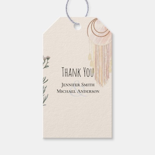 BOHOの結婚ほこりっぽいブルーピーチドリーム捕手 ギフトタグ (正面)