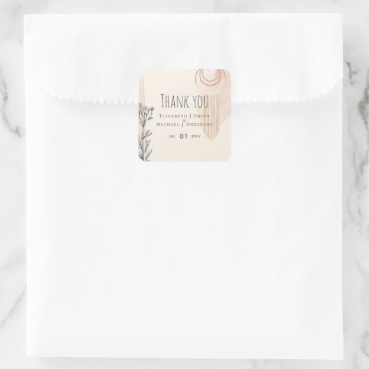 BOHOの結婚ほこりっぽいブルーピーチドリーム捕手 スクエアシール (バッグ)