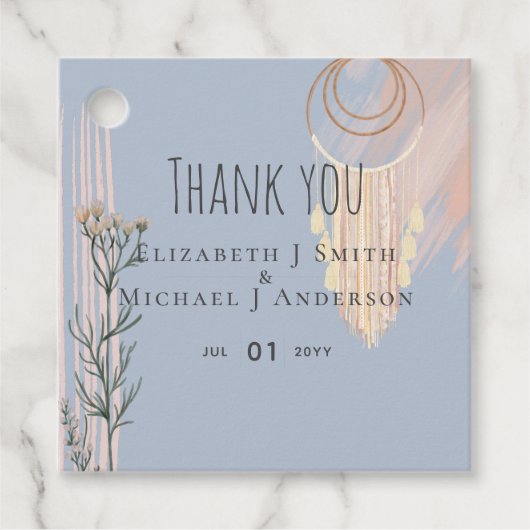 BOHOの結婚ほこりっぽいブルーピーチドリーム捕手 フェイバータグ (正面)