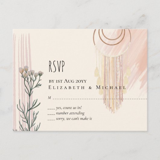 BOHOの結婚ほこりっぽいブルーピーチドリーム捕手 ポストカード (正面)