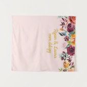 Bohoの結婚フォトブース背景赤面金ゴールドプロップ タペストリー (正面(横))