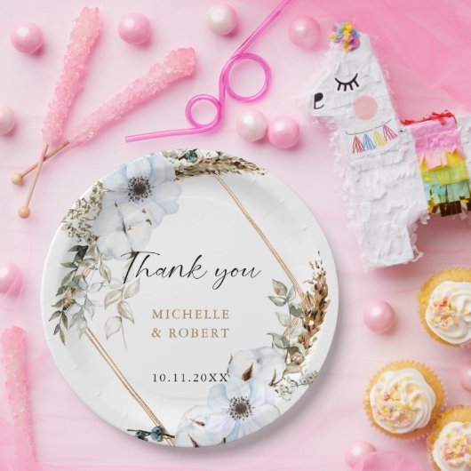 Bohoの結婚フレームフローラ秋の結婚式エレガント ペーパープレート (パーティー)