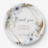 Bohoの結婚フレームフローラ秋の結婚式エレガント ペーパープレート (正面)